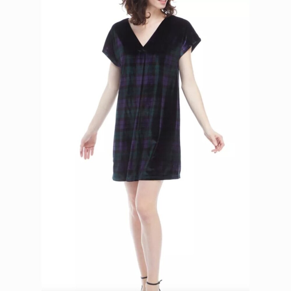Vineyard Vines Short Sleeve V-Neck Blackwatch Velvet Dress Women’s size large